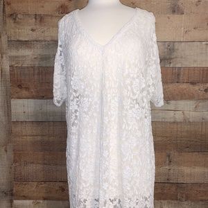 Wrangler | White Lace Cold Shoulder Maxi Dress